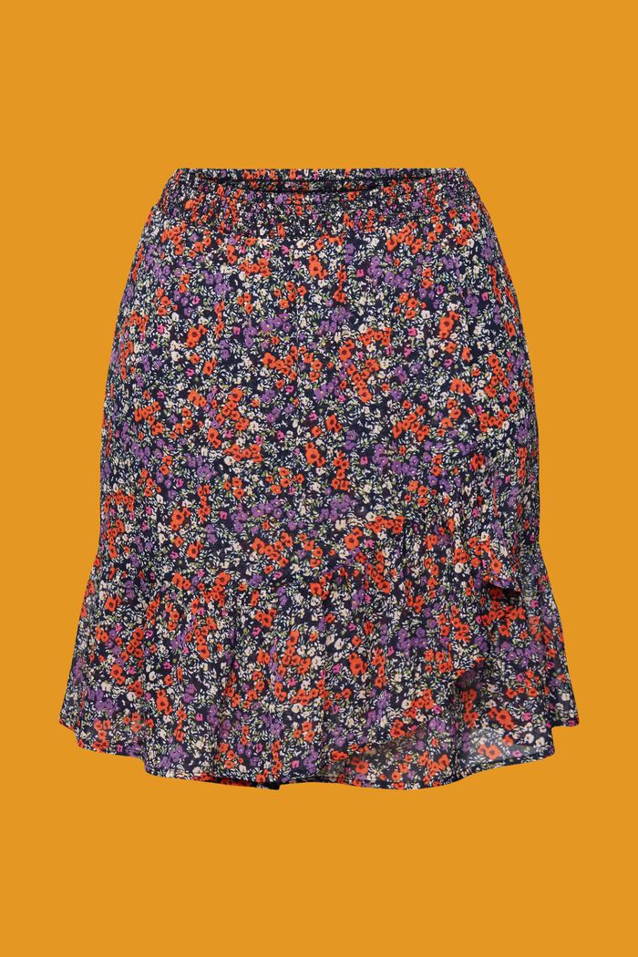 Floral skirt with flounced hem, NAVY, detail image number 6