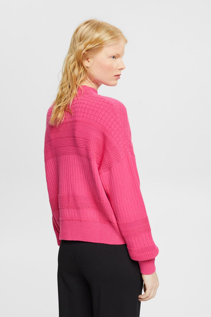 Knitted mixed pattern jumper, PINK FUCHSIA, detail image number 3