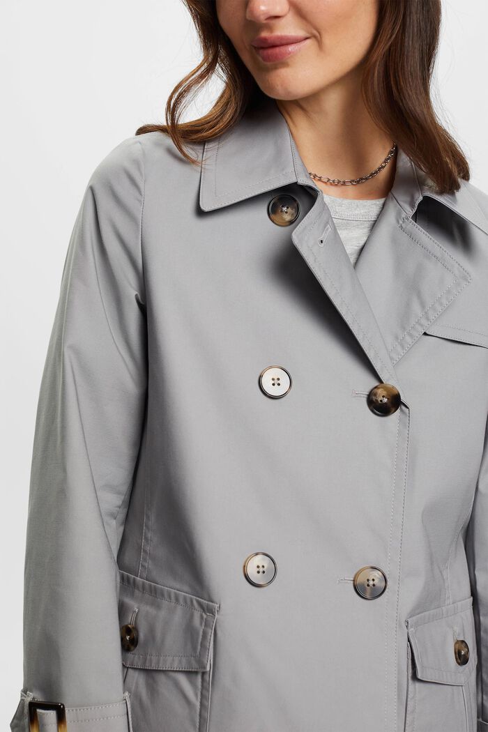 Short double-breasted trench coat, MEDIUM GREY, detail image number 2