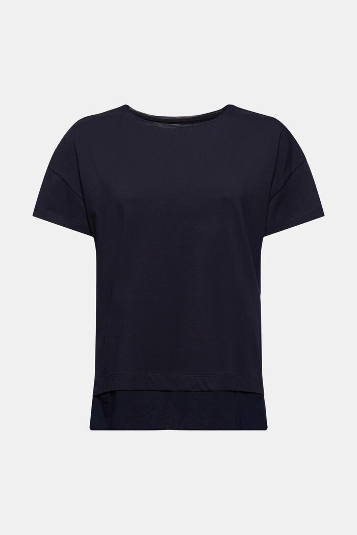 Boxy T-shirt with mesh, organic cotton, NAVY, detail image number 5