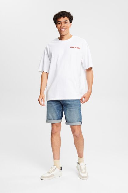 Oversized T-shirt with a logo print, WHITE, overview