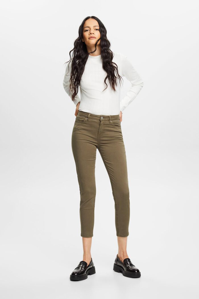 Mid-rise cropped leg stretch trousers, KHAKI GREEN, detail image number 5