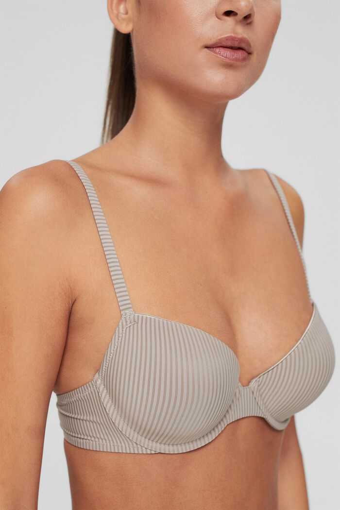 Recycled: padded underwire bra made of microfibre, LIGHT TAUPE, detail image number 2