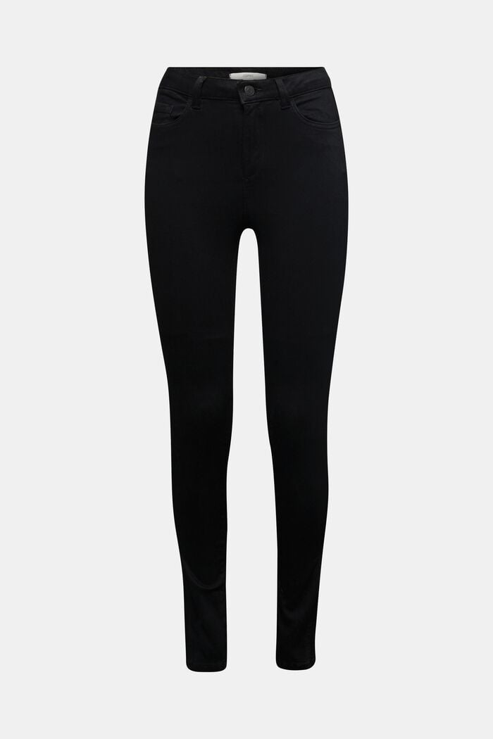 Soft high-waisted trousers with stretch, BLACK, detail image number 0