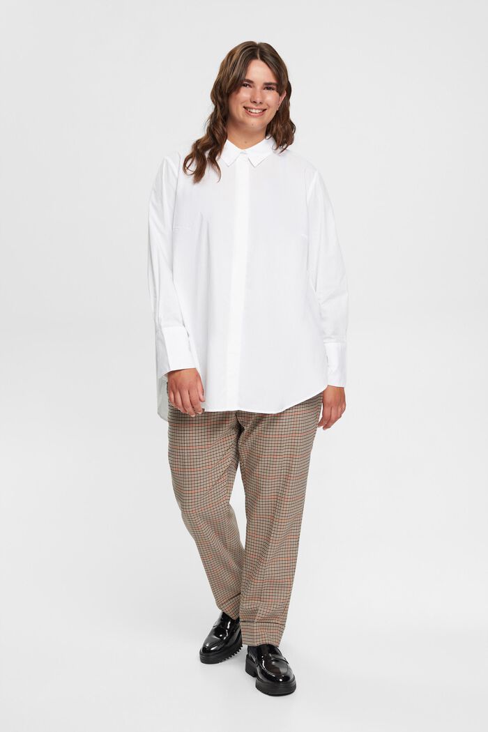 CURVY cotton shirt blouse, WHITE, detail image number 4