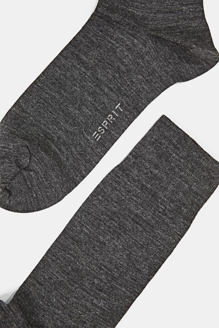 Double pack of fine knit socks with new wool, ANTHRACITE MELANGE, detail image number 1
