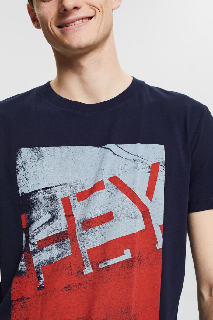 Jersey T-shirt with a large front print, NAVY, detail image number 1