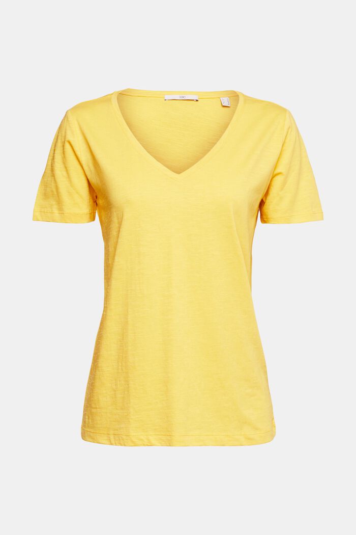 V-neck T-shirt, YELLOW, detail image number 2