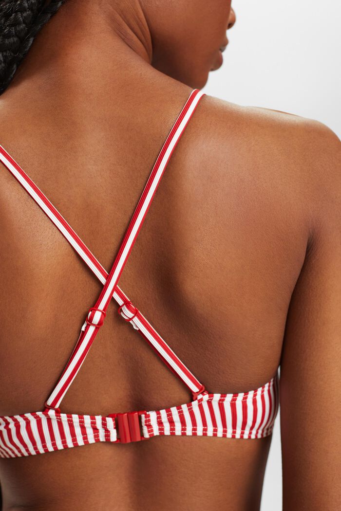 Striped Padded Bikini Top, DARK RED, detail image number 1