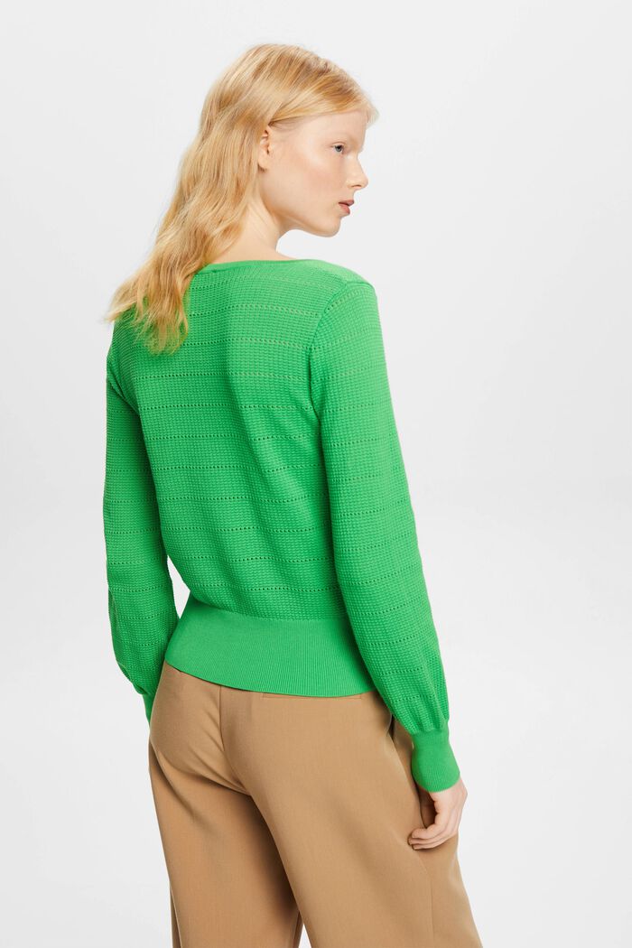 Pointelle cotton jumper, GREEN, detail image number 2