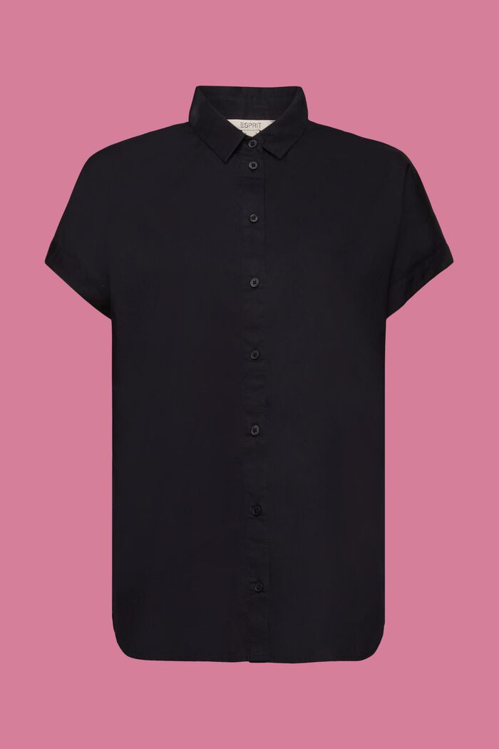 Shirt blouse in 100% cotton, BLACK, detail image number 6