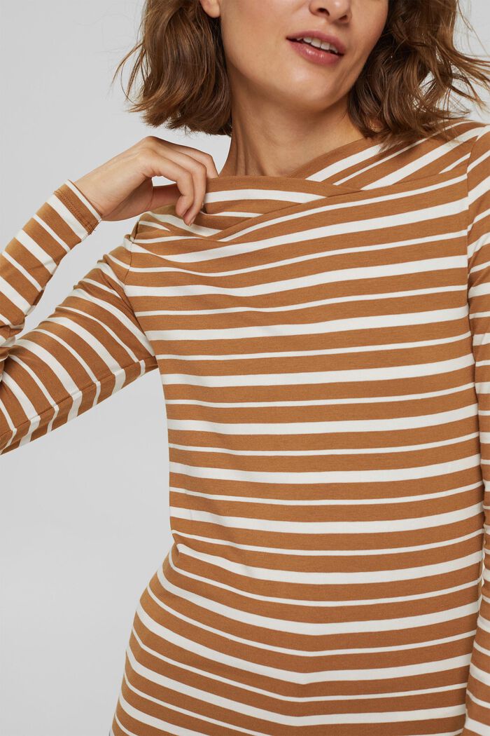 In a TENCEL™/ modal blend: Striped shirt, CARAMEL, detail image number 2