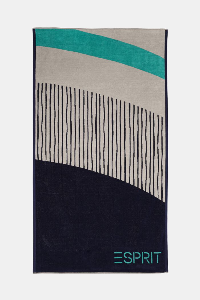 Beach towel in striped design, DEEP WATER, detail image number 0