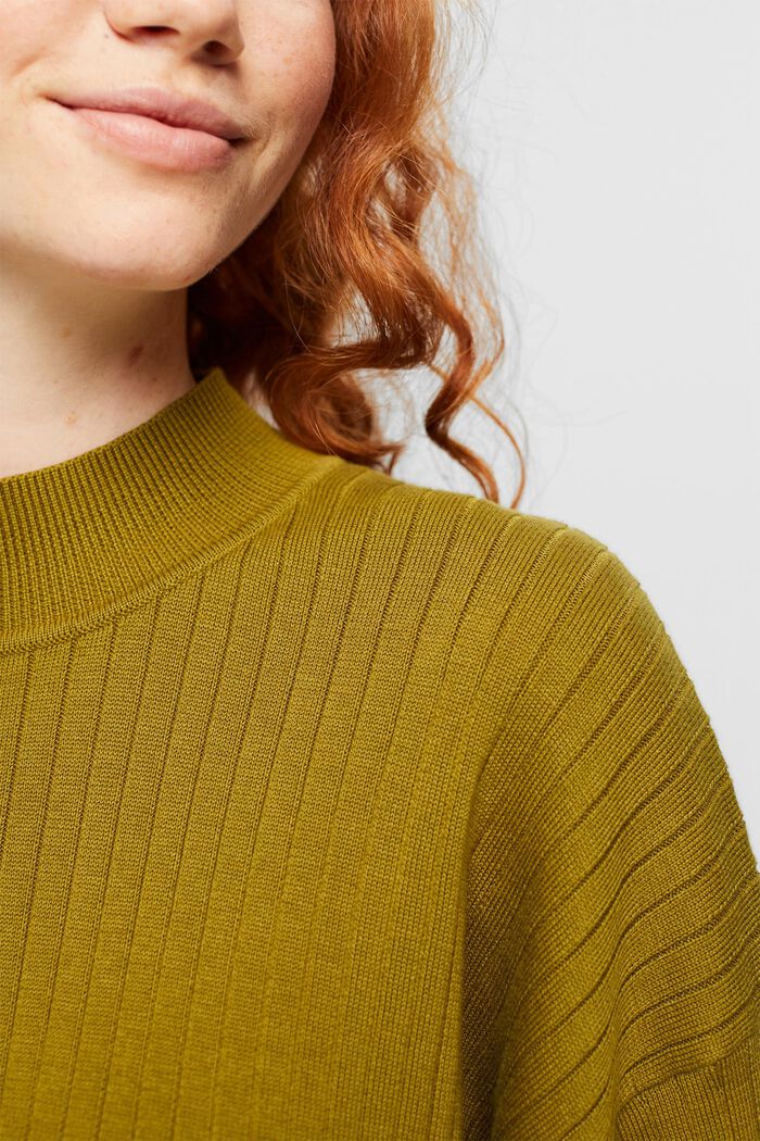Rib knit T-shirt, OLIVE, detail image number 2