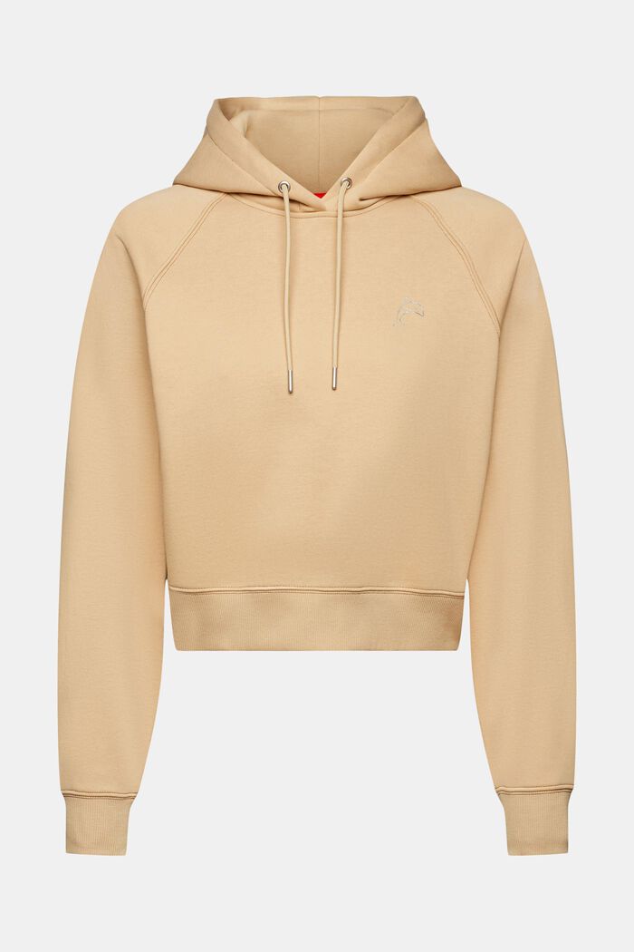 Cropped hoodie with dolphin logo, SAND, detail image number 7