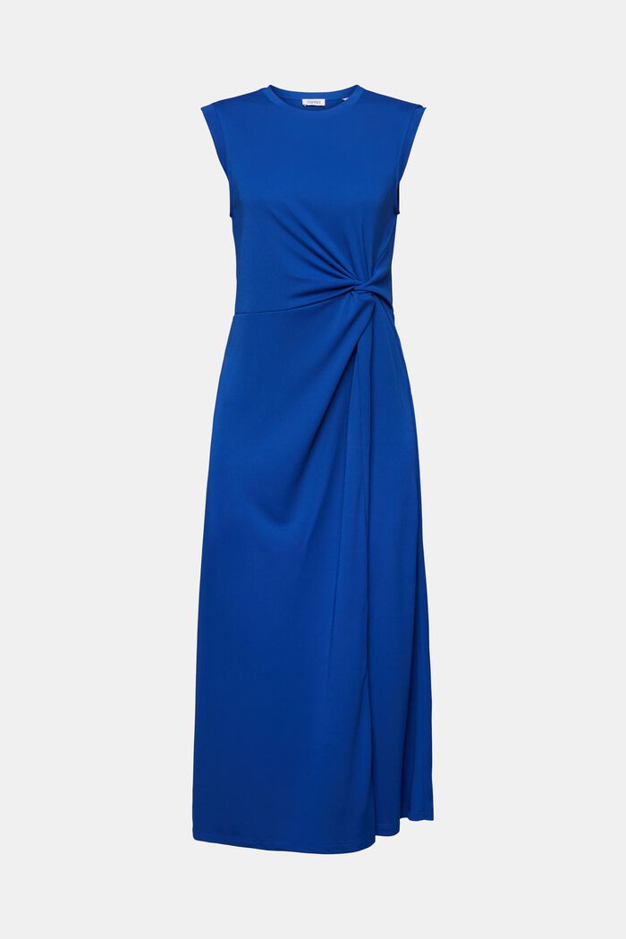 Knotted Crepe Midi Dress, BRIGHT BLUE, detail image number 5