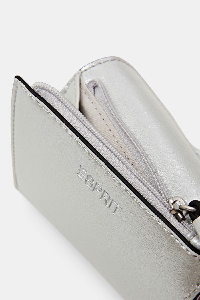 Glossy Fold-Over Wallet, SILVER, detail image number 1