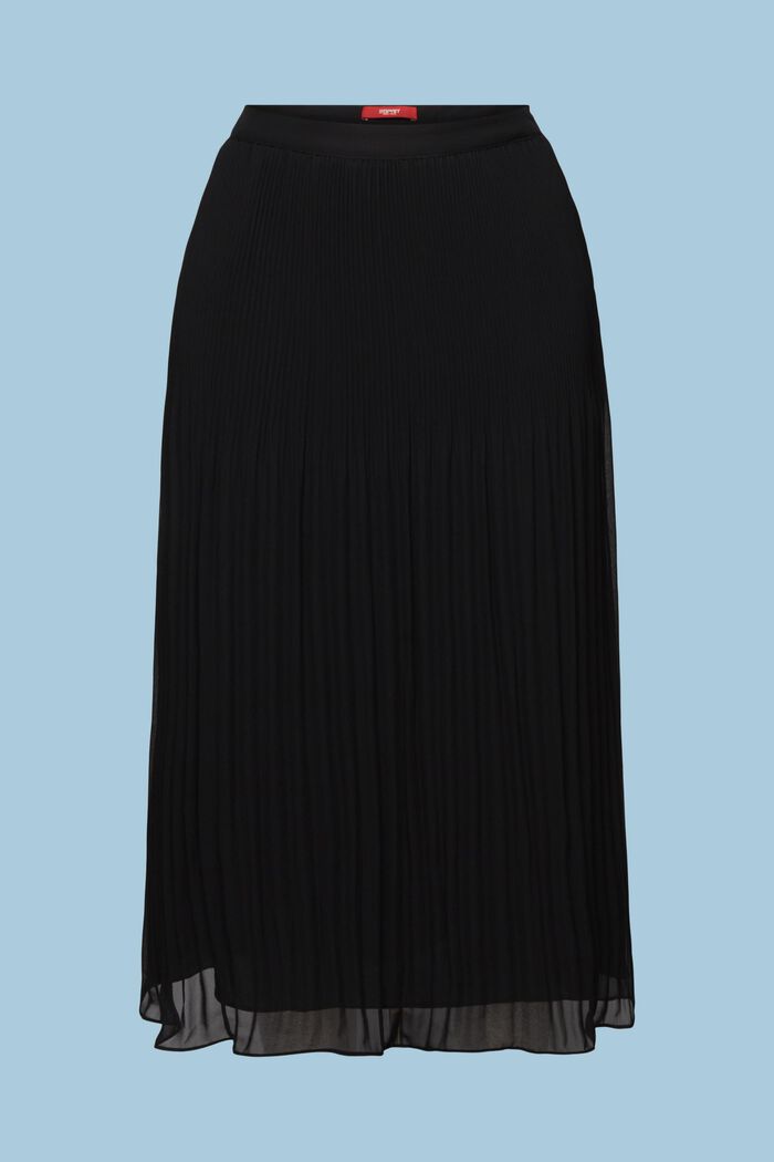 Plissé-Chiffon Midi Skirt, BLACK, detail image number 6