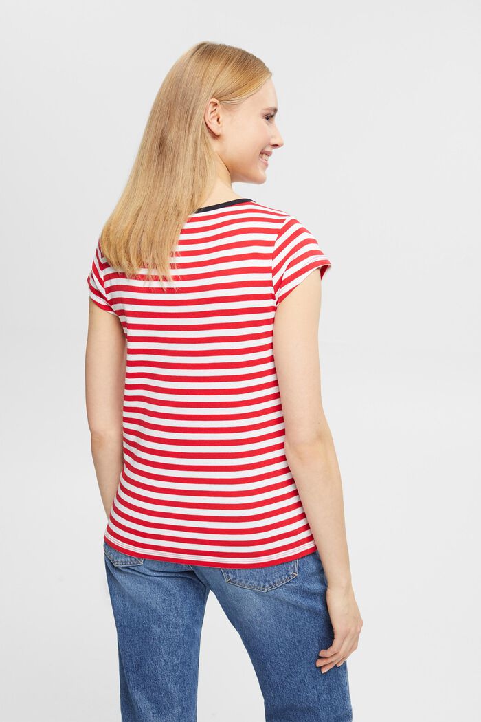 Striped t-shirt with capped sleeves, RED, detail image number 3