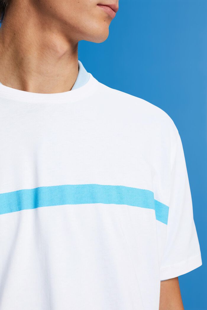 Cotton t-shirt with contrasting stripe, WHITE, detail image number 2