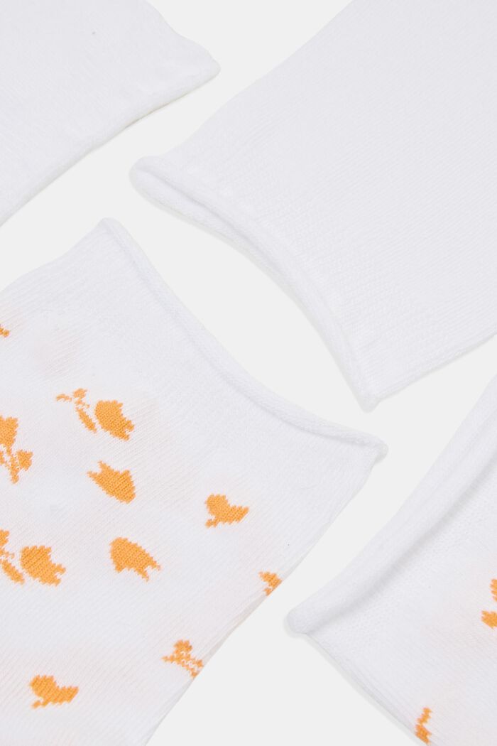 2-pack of short socks with floral pattern, OFF WHITE, detail image number 1