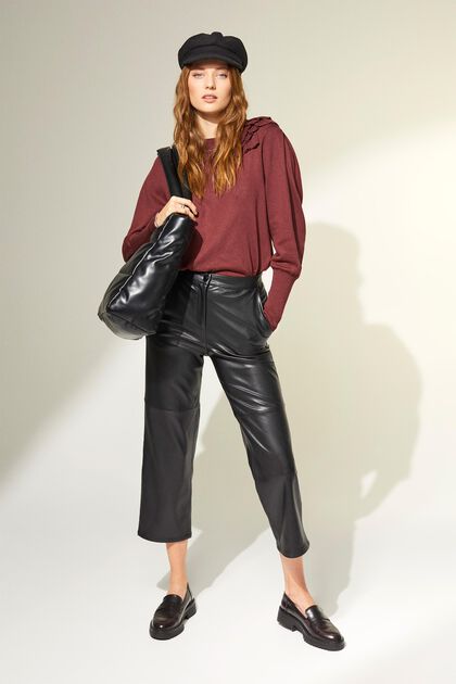 Cropped faux leather pants