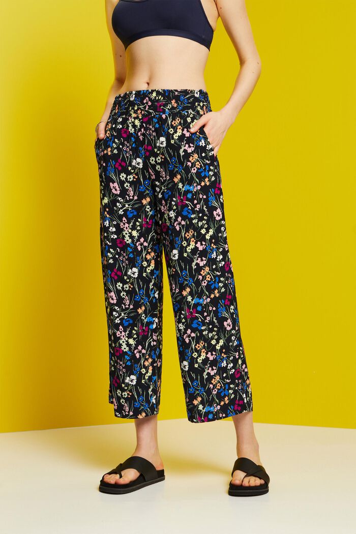 Printed pull-on culotte, NAVY, detail image number 0