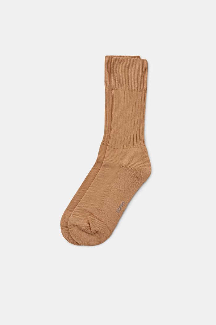 Chunky Rib-Knit Socks, CAMEL, detail image number 0