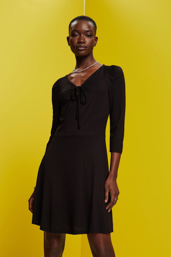 Jersey mini dress, LENZING™ ECOVERO™, BLACK, detail image number 0