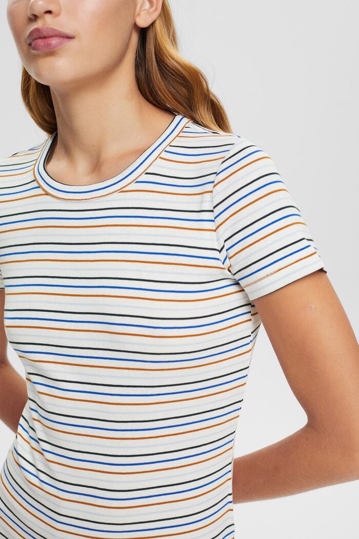 Striped cotton T-shirt, OFF WHITE COLORWAY, detail image number 2