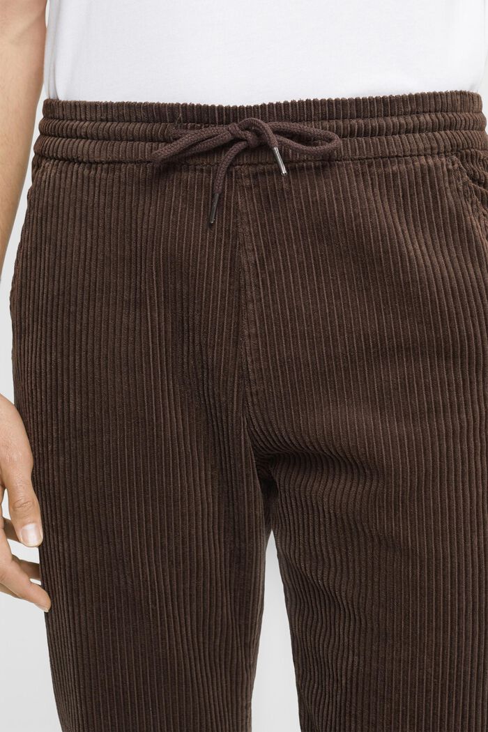 Jogger style corduroy trousers, DARK BROWN, detail image number 0