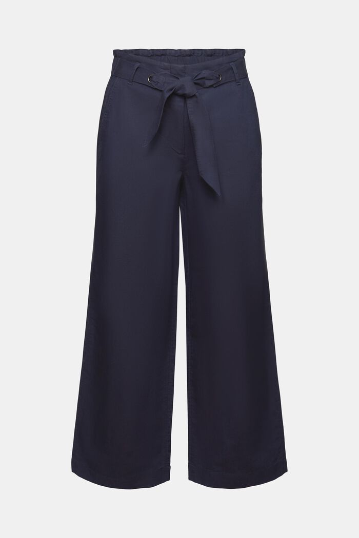 Cotton-Linen Cropped Culotte, NAVY, detail image number 7