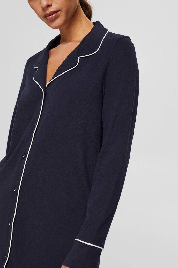 Nightshirt with a lapel collar, 100% organic cotton