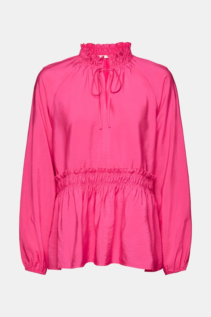 Ruffle blouse with tie detail, PINK FUCHSIA, detail image number 6