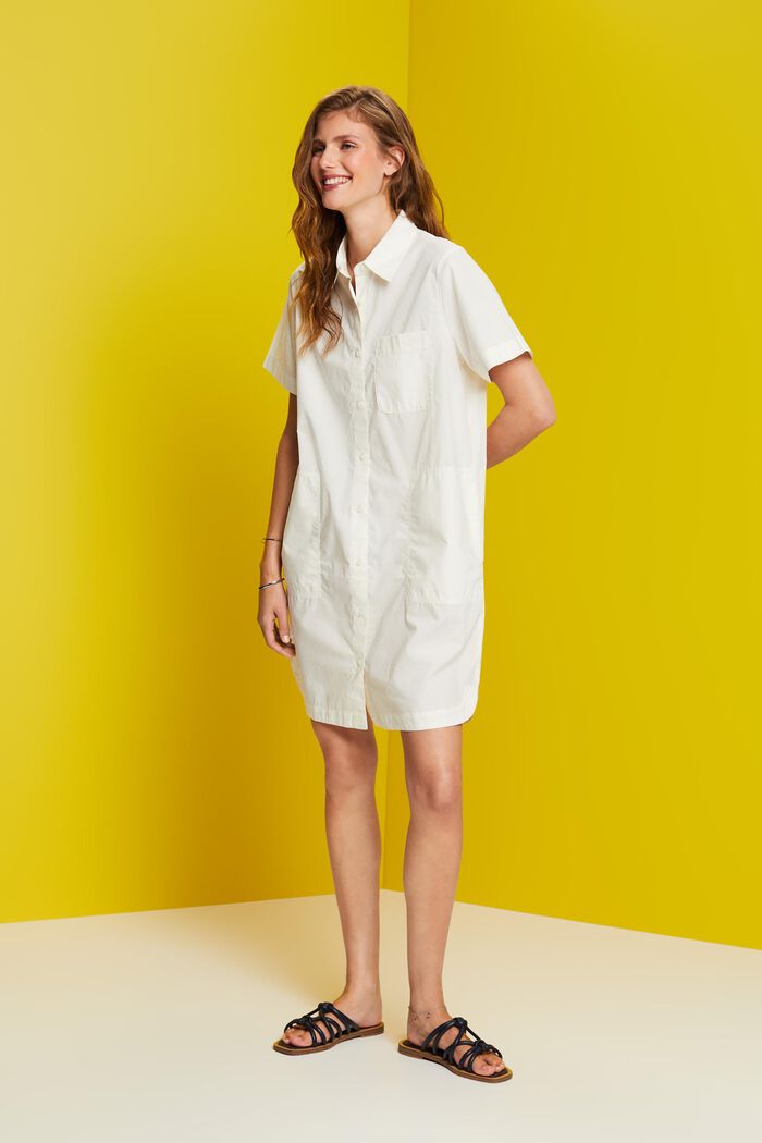 Mini shirt dress, 100% cotton, OFF WHITE, detail image number 4
