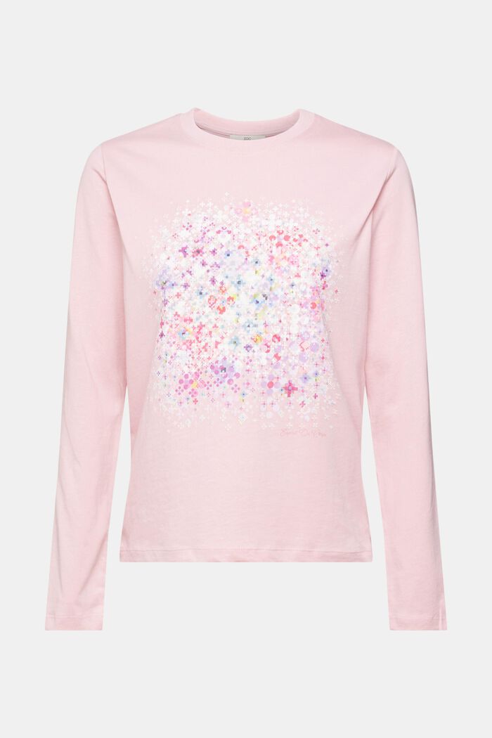 Printed long sleeve top, cotton stretch