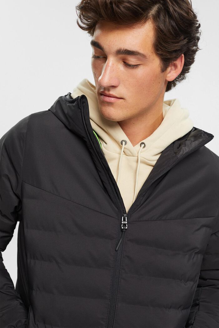 Quilted jacket with hood, BLACK, detail image number 4