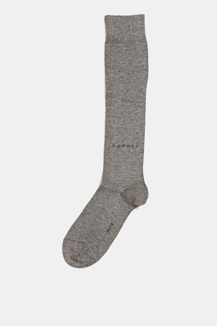Knee-high socks made of blended cotton, LIGHT GREY MELANGE, detail image number 0