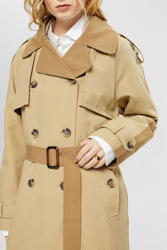 Panelled trench coat, SAND, detail image number 2