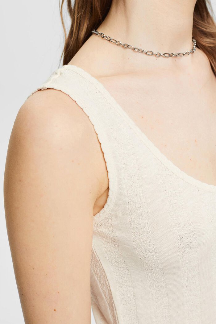 Textured rib effect cotton vest top, LIGHT TAUPE, detail image number 2