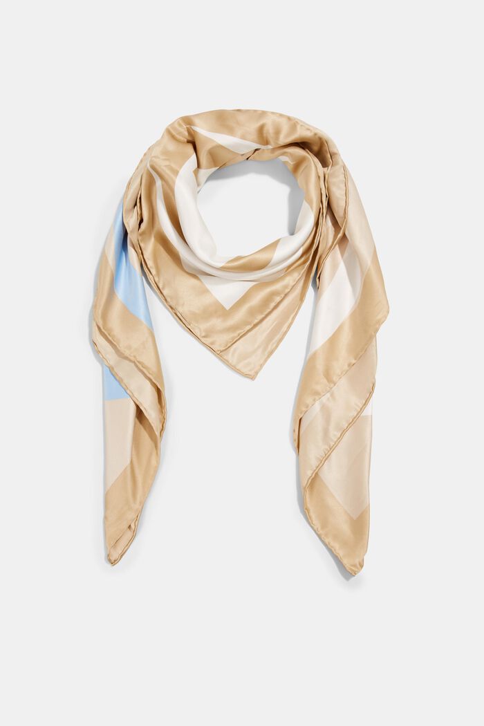 Monogram scarf with a satin finish, SAND, detail image number 0