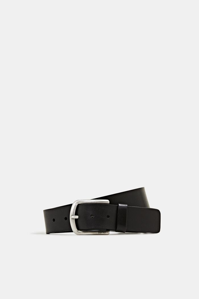 Leather belt with a matte buckle