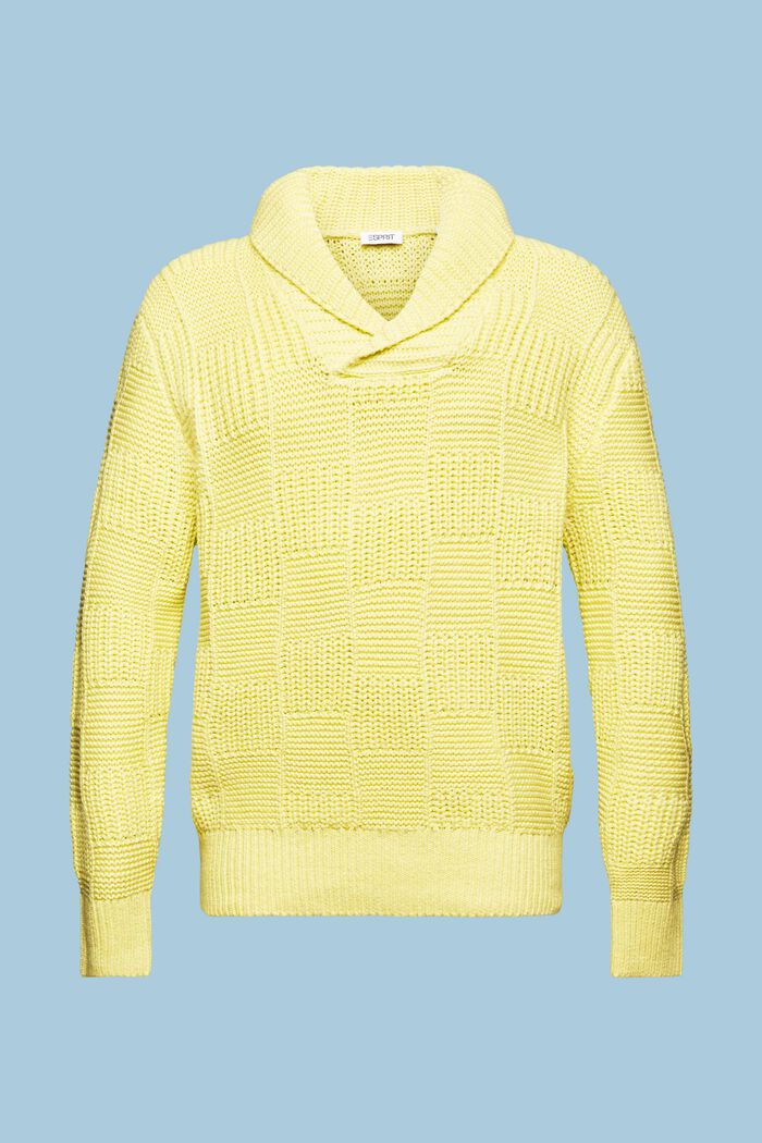 Chunky Knit Shawl Sweater, LIME YELLOW, detail image number 7
