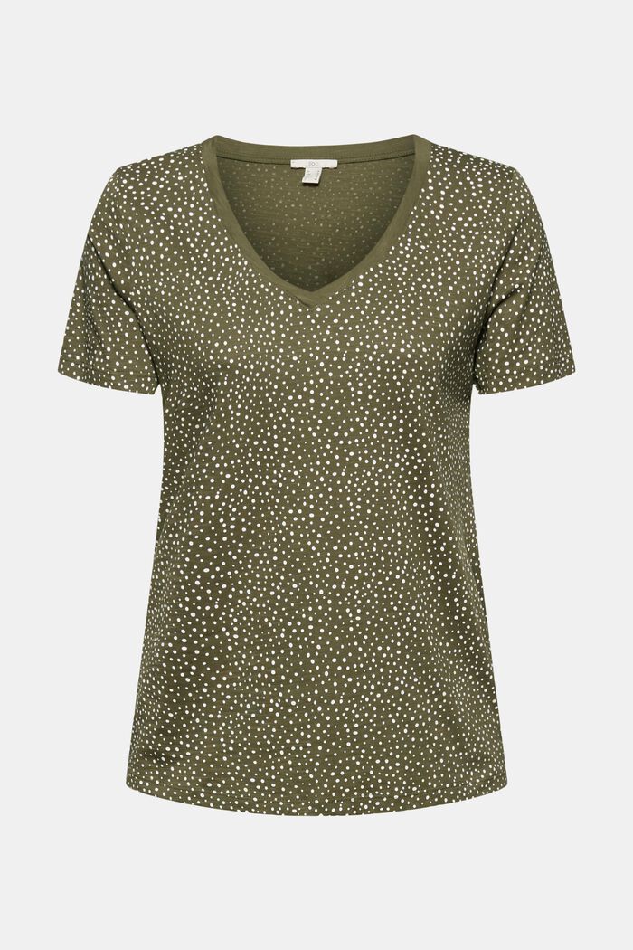 Printed T-shirt in 100% organic cotton, KHAKI GREEN, overview