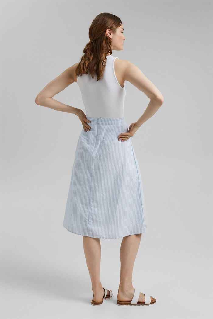 Linen blend: striped midi skirt, LIGHT BLUE, detail image number 3