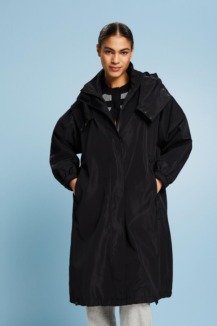 Detachable Hooded Coat, BLACK, detail image number 0