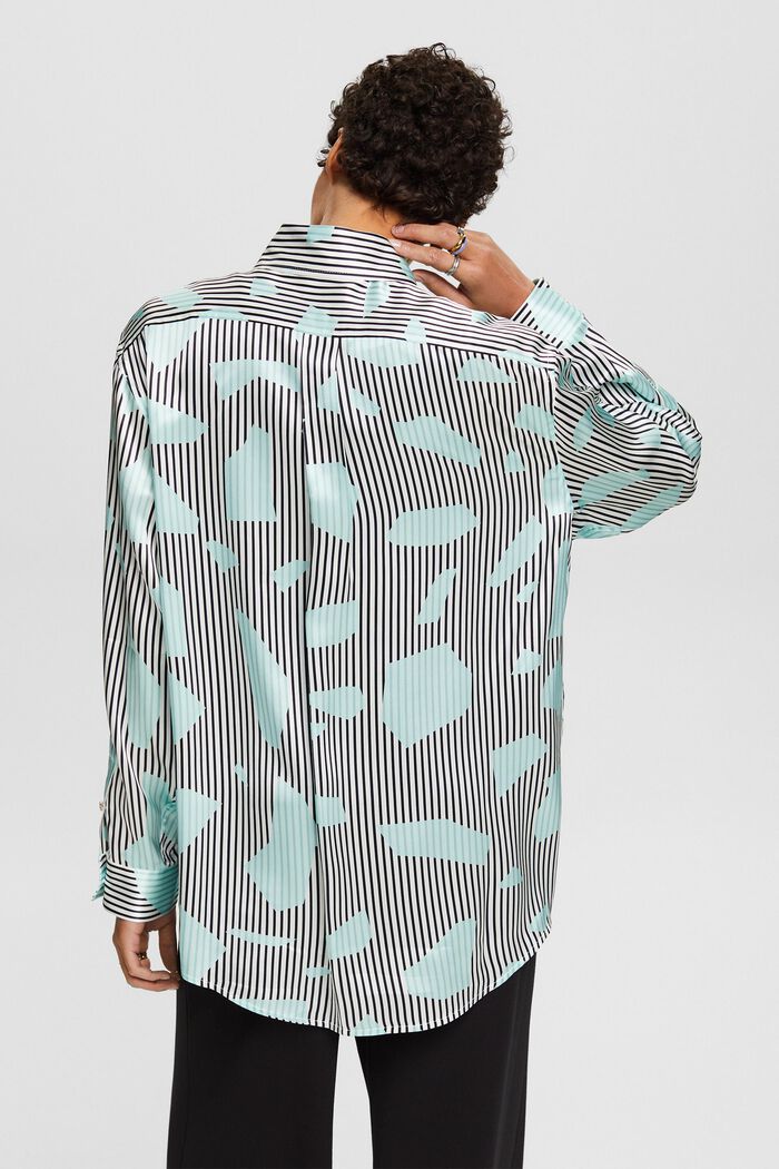 Silk Printed Button-Up Shirt, LIGHT AQUA GREEN, detail image number 3