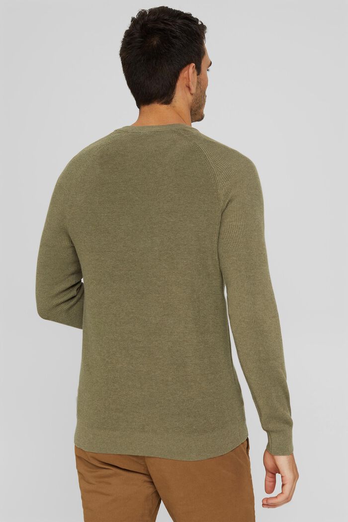 Knitted jumper made of 100% organic cotton, PALE KHAKI, detail image number 3
