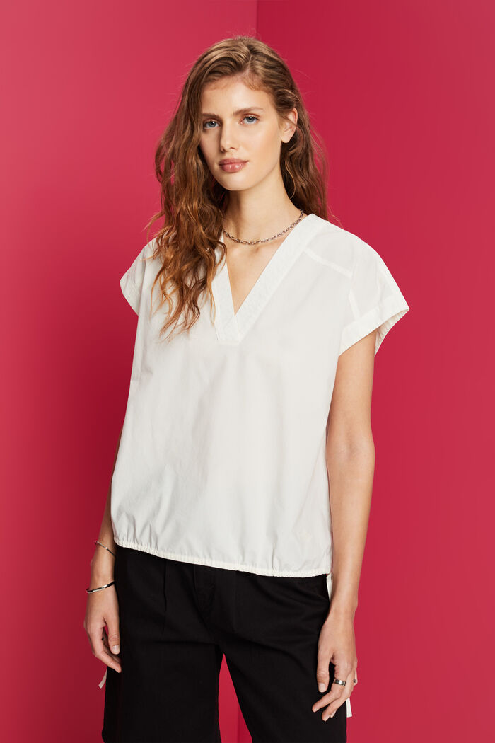 Sleeveless blouse, 100% cotton, OFF WHITE, detail image number 0