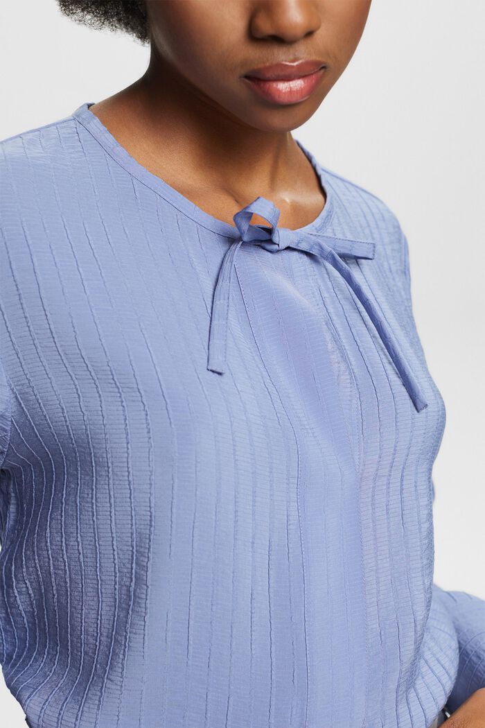 Textured Long-Sleeve Blouse, BLUE LAVENDER, detail image number 3